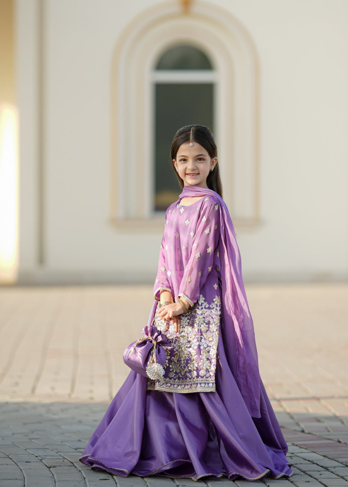 Seerat "SUMBUL" Girls' Luxury Net Choli & Multi-Layer Silk Lehenga – Radiant Yellow 3-Piece Festive Set