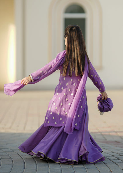 Seerat "SUMBUL" Girls' Luxury Net Choli & Multi-Layer Silk Lehenga – Radiant Yellow 3-Piece Festive Set