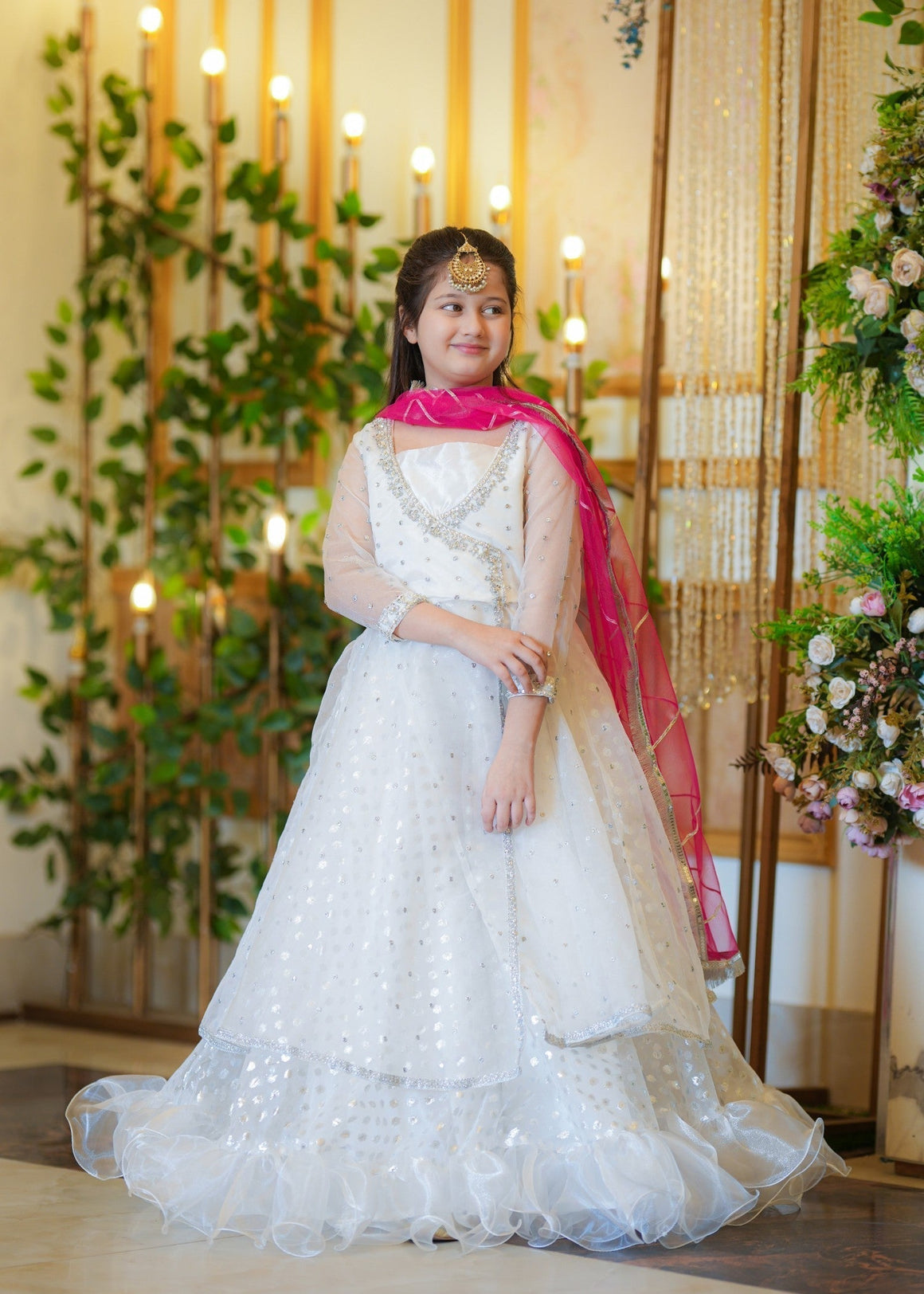 Seerat Mahrukh – Ethereal White Tissue Angrakha &amp; Multi-Layered Lehenga