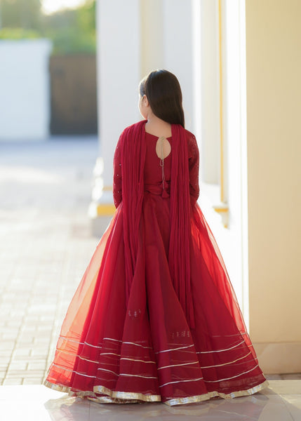 Seerat "GULRUKH" Girls' Luxury Net Choli & Multi-Layer Silk Lehenga – Radiant Yellow 3-Piece Festive Set